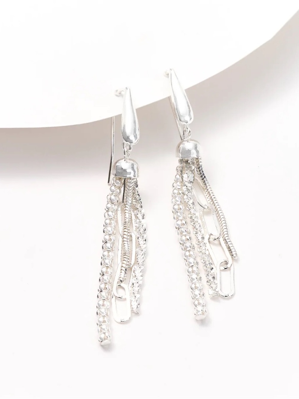 UltraFine 950 Silver Multi Strand Chain 2 1/2" Earrings